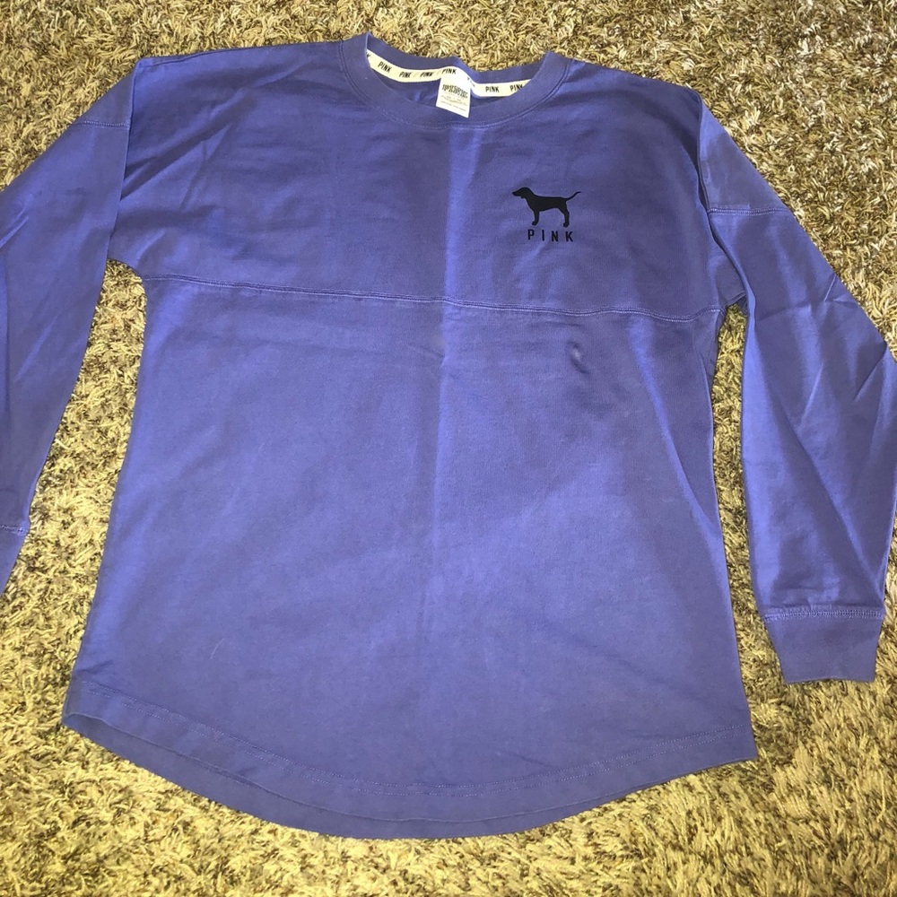 VS PINK oversized long sleeve purple logo shirt
